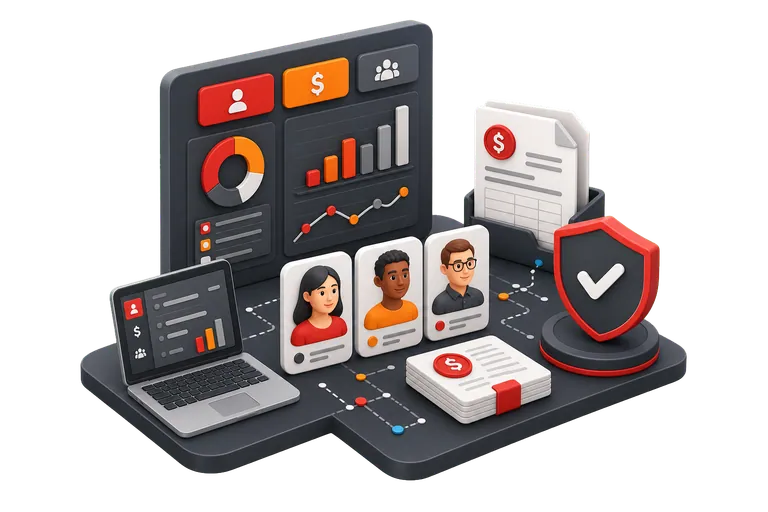 3D isometric HR and payroll workforce command center illustration