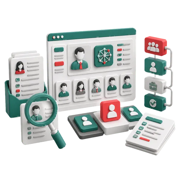 3D AI recruitment dashboard with candidate profiles and shortlist workflow