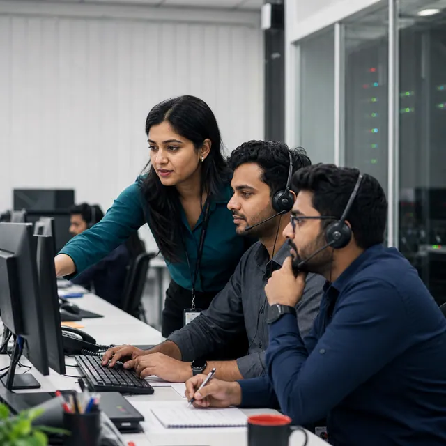 Indian IT operations team monitoring and supporting business technology in a modern operations room