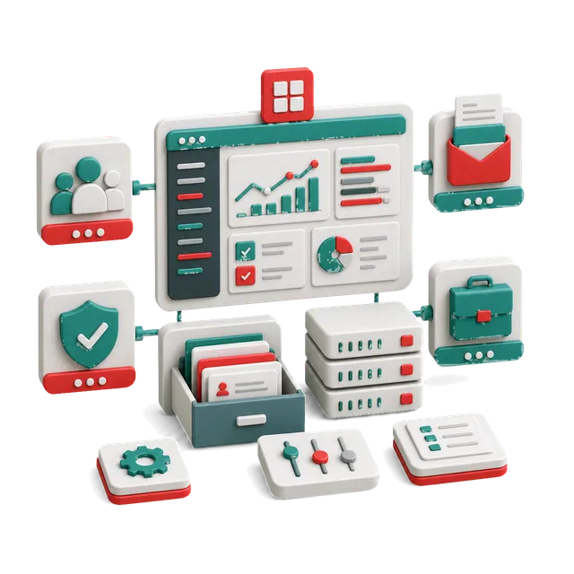 3D Datacore product suite dashboard with HR, payroll, compliance, and vendor modules