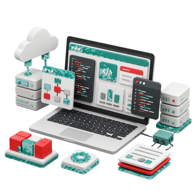 3D software services workspace with cloud, code, and integration modules