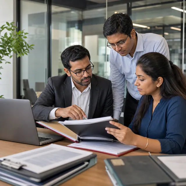 Indian procurement and compliance team reviewing vendor audit documents