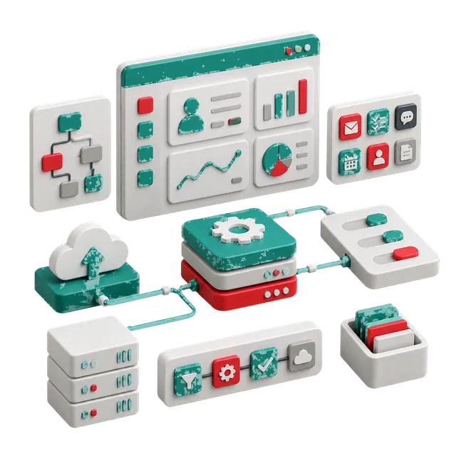 3D Zoho SaaS automation dashboard with connected workflow modules